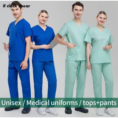 Medical Uniform Nurse Scrub Top Pant Nursing Workwear Women Men V Neck Doctor Working Suit Dentist Clinic Pet Veterinary Uniform