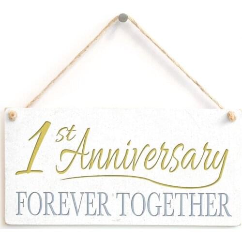 Meijiafei 1st Anniversary Forever Together - Cute Little Home Decor Accessory First Anniversary Gift Sign 10" X 5"