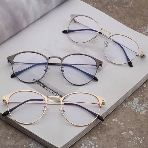 Metal Eyebrow Glasses Frame Classic Retro New School Style Art Men Women Round Myopia Optical Eyeglasses JDA3063