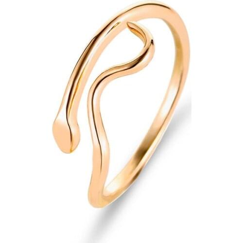Fashionable Minimalist Twisted Bending Wave Snake Golden Silver Plated Twisted Alloy Rings For Women Girls Adjustable