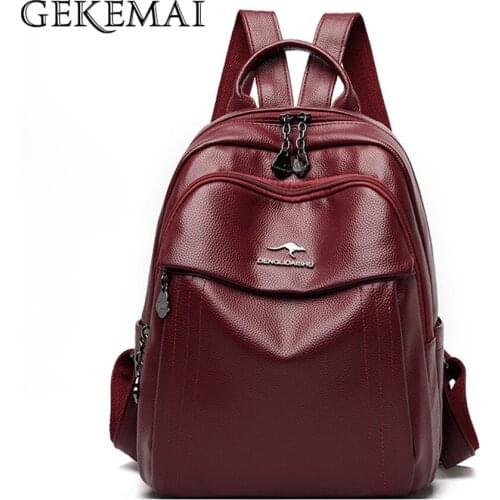 Fashion Letter Design Womens Backpack High Quality PU Leather Ladis Shoulder Bag Double Zipper Design Women Travel Backpack Sac