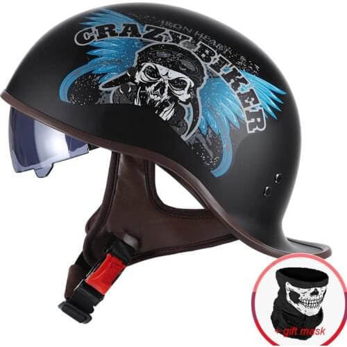 Mens Unisex Motorcycle Half Helmet Open Face Scooter Biker Retro Vintage Casco Motorbike Racing Riding Helmets