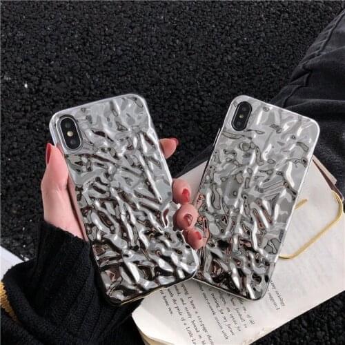 Fashion Tinplate Texture Silver Phone Case For iPhone 11 12 Mini Pro Max X Xs Max Xr 7 8 Plus SE2020 Soft Shockproof Cover