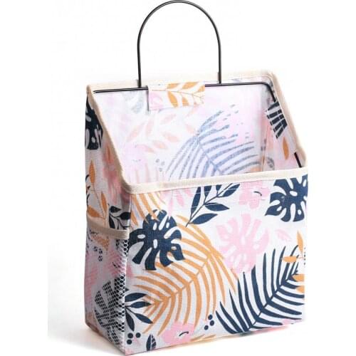 Leaf Cactus Print Wall Hanging Waterproof Storage Bag Book Magazines Holder Pouch