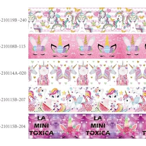 50 yards/lot) Hot sale 38mm 50mm 75mm unicorn printed grosgrain ribbon