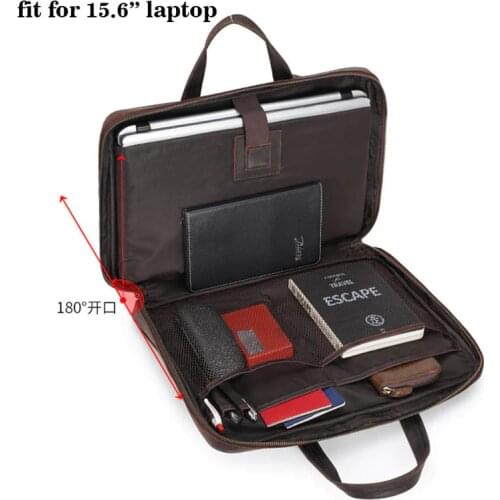 Luufan Genuine Leather Mens Briefcase Bag Fit 15.6" Laptop Business Handbags Daily Working Tote Cow Leather Male Computer bags