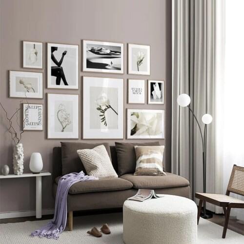 Sexy Woman Fashion Poster Black White Canvas Print Wall Art Painting Flowers Artwork Picture Modern Home Girl Room Decoration