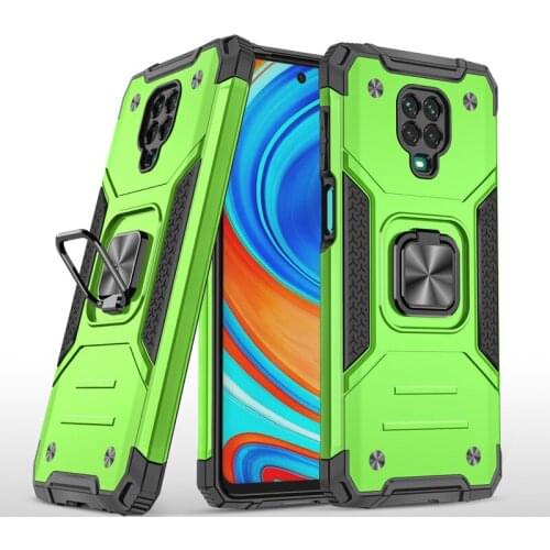 Shockproof Rugged Armor Phone Case for Redmi Note 9 Pro Note 9s with 360 Finger Ring Magnetic Suction Stand Phone Cover