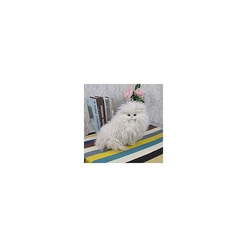 Realistic White Persian Cat Models Creative Home Animals Ornament Children Plush Animals Toys Lifelike Cats Dolls Kids Gifts