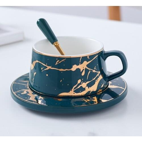 Nordic style frosted marble gold series ceramic tea cup coffee cup luxury retro coffee bar mug milk cup