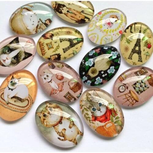 ZEROUP 30x40mm Handmade Photo Glass Cabochons Mixed Pattern Domed Oval Jewelry Accessories Supplies for Jewelry 10pcs/lot TP-358