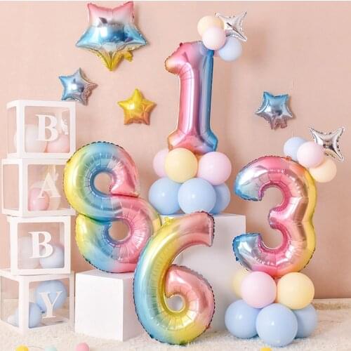 Number Balloon Birthday Wedding Party Decorations 32 Inch Big Size Gold Sliver Rose Gold Foil Balloons Kid Boy Toy Baby Shower