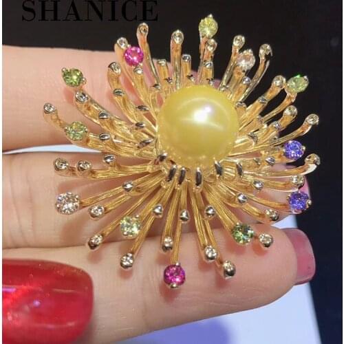 SHANICE Sparking women brooch bouquet big brooches hijab pins and crystal pearl brooches wedding gift woman gold color jewelry