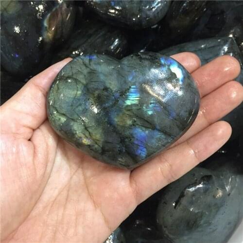 1pcs large size natural stones and minerals labradorite heart reiki healing crystals as gifts for home & wedding decoration
