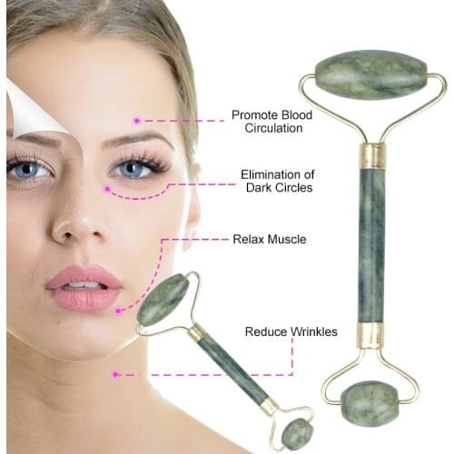 1pcs Natural Jade Roller Facial Massager Real Stone Face Roller Massage Board Set Guasha Tool Jade Roller Guasha Massage Board