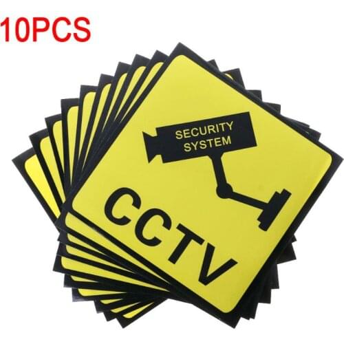 10PCS CCTV Surveillance Security 24 Hour Monitor Camera Warning Stickers Sign Lables CCTV SECURITY SYSTEM Self-adhensive Safety
