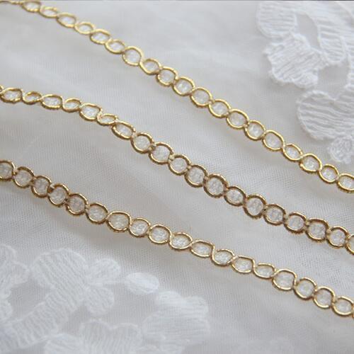 0.5cm 10yards/lot Gold Color 8 Shape Lace Trimming Clothes Edge Decoration Accessory Festival Decoration Material X653