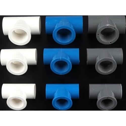2pcs 1/2, 3/4, 1Inch PVC Tee Connector Female Thread PVC 3 Way Adapters Home Garden Irrigation High Quality PVC Fittings