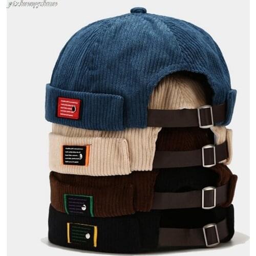 2021 New Mens Tide Spring And Autumn Retro Corduroy Landlord Hat Melon Leather Hat Women Literary Hip-hop Cap Wild Painter Hats