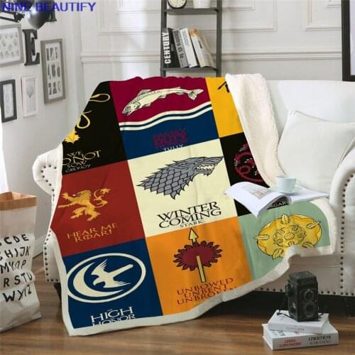 2021 GOT Printed Sherpa Blanket Couch Sofa Cover Travel Youth Bedding Outlet Fleece Blanket Bedspread Thick Tapestry