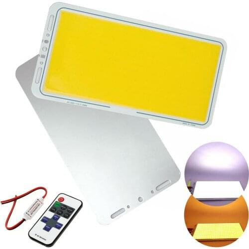 220X120mm DC 12V Super Bright 70W Dimmable LED Panel Light Bulb COB Flip Chips 7000LM with Remote Controller Camp Work DIY Lamp
