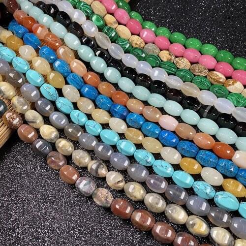 28Pcs Natural Stone Beads Section Rice-shaped Loose Beads For DIY Necklace Bracelet Earrings Handiwork Craft Jewelry Accessory