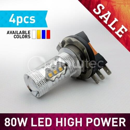 4 x H15 16SMD 12V 80W High Power LED Headlight Bulb with LENS LED Chips Car Lamp Auto Light GLOWTEC