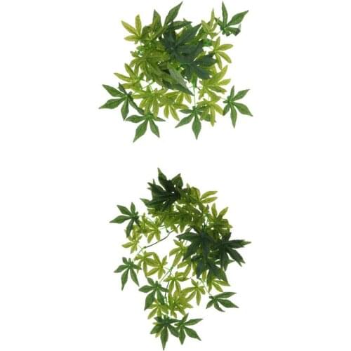 2PCS AQUARIUM REPTILE FISH TANK ARTIFICIAL HANGING LEAVES PLANT DECOR NICE ( 30cm & 40cm )