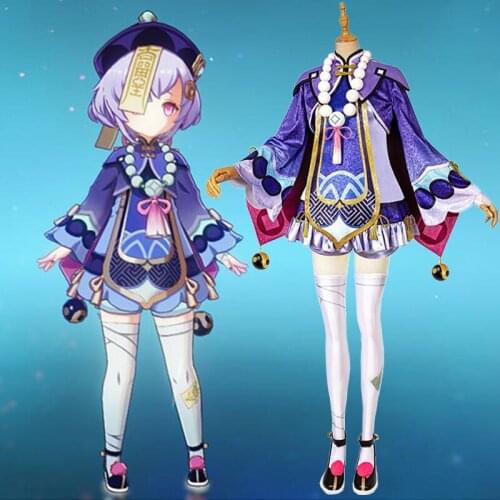 Anime Game Genshin Impact Qiqi Cosplay Costume Dress Jackets Shorts Hat Daily Carnival Party Festival Uniform Brand New