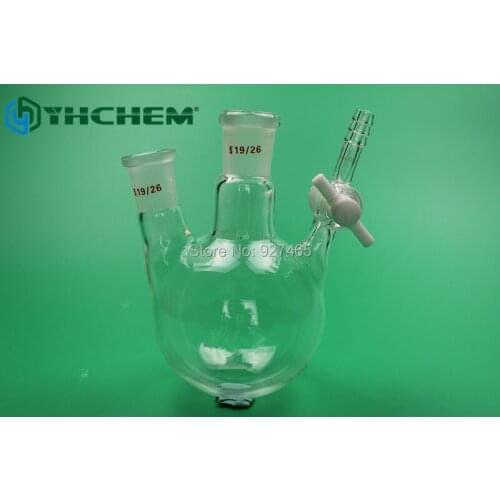 Nitrogen flasks, round bottom two necks with PTFE stopcock,250ml