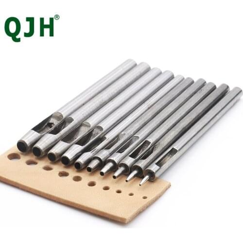 10pcs/set DIY Handmade Round Hollow Drilling Leather Punching Tools Belt Punches Handicraft Puncher Leather Tool 0.5mm-5mm
