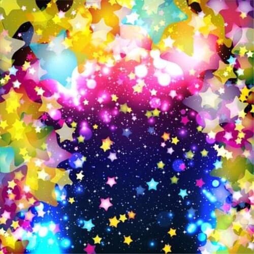 Photography Backdrop Colorful Stars Vinyl Background for Kids Birthday Party Digital Printed Photo Studio Backdrop for Baby