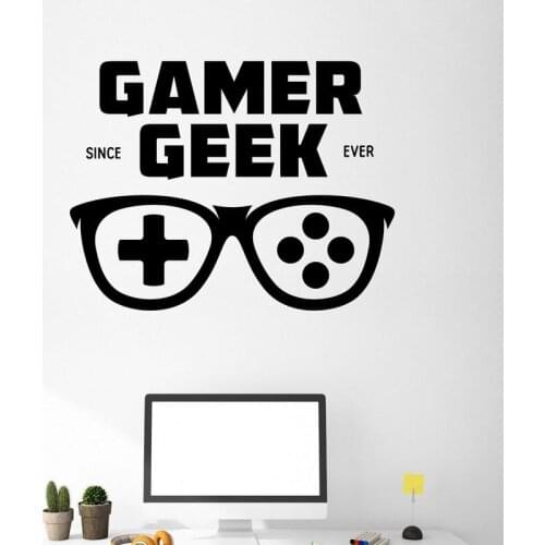 Gamer Geek Handle Glasses Sticker Gamer Decal Gaming Posters Gamer Vinyl Wall Decals Parede Decor Mural Video Game Car Decal