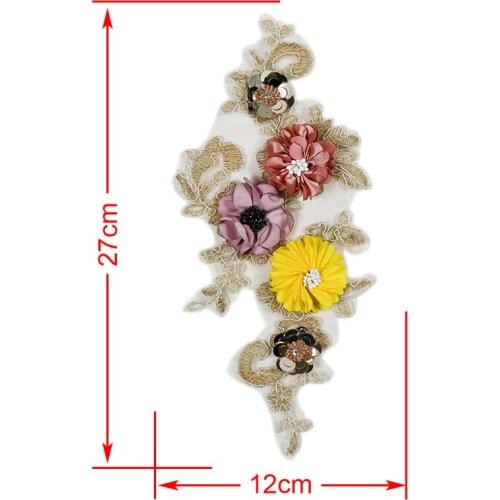 Hot 5pc Lace Bridal Beaded Flowers Embroidery Patches Sticker for Clothes Wedding Decor Dress Iron on Sewing Applique Suppliers