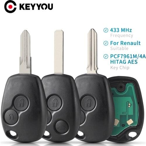 KEYYOU For Renault Trafic Sandero Symbol Dacia Duster Logan 2012-2016 433MHz 4A PCF7961M Chip Remote Car Key Fob 2/3 Buttopns