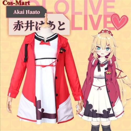 Hot Anime Vtuber Hololive Akai Haato Cosplay Costume Fashion Cute Leisure Wear Uniform Dress Activity Party Role Play Clothing