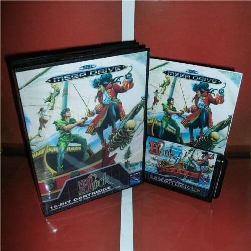 Hook EU Cover with Box and Manual For Sega Megadrive Genesis Video Game Console 16 bit MD card