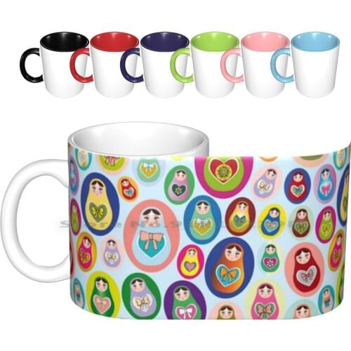 Doll Matryoshka Matrioshka Babushka Ceramic Mugs Coffee Cups Milk Tea Mug Toy Kid Baby Folk Cute Girls Sweet Womens Naive Retro