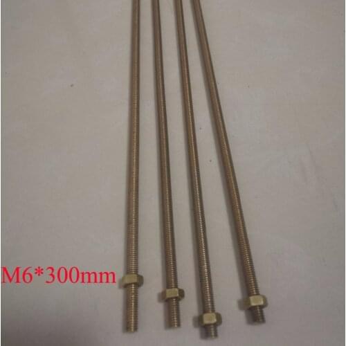 M6 Brass Thread Rod Threaded Bar about 300mm/pc, 4pcs/lot
