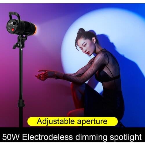 Photo Studio COB LED Spotlight 50W Photography Lighting Dimmable Modeling lamp 4 Color Chips for Youtube Video