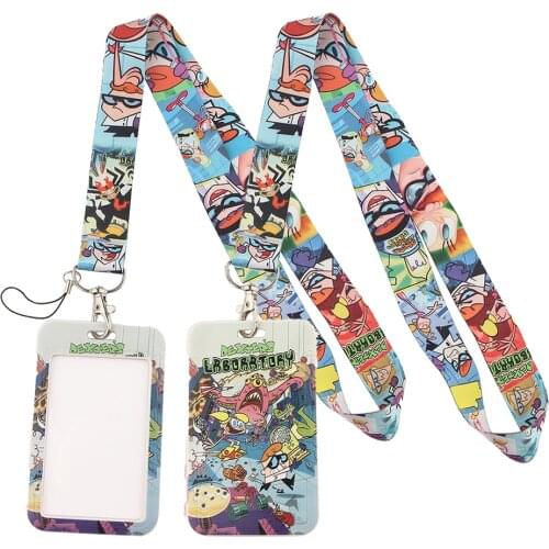 LT441 Cartoons Anime Print Keychain Ribbon Lanyards for Keys ID Card Phone Straps Hanging Rope Lariat Students Badge Holder