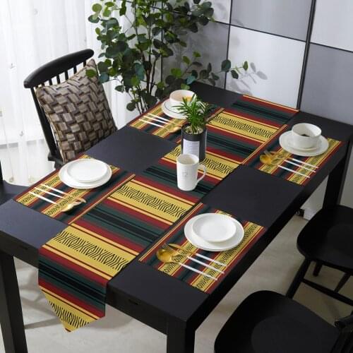 Mexican Ethnic Geometric Stripes Table Runner Placemats Set Country Wedding Table Art Decoration for Kitchen Home Dining Holiday
