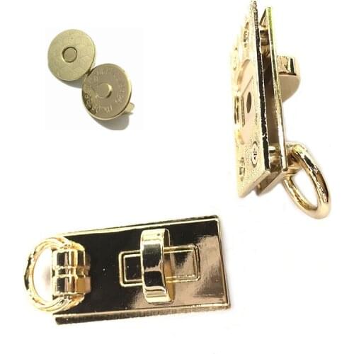 Metal Bag Side Anchor Turn Lock with Magnet Button Bag Side Hardware for Bag Purse Strap