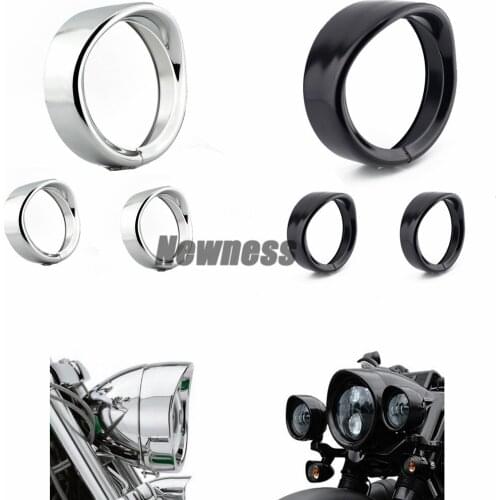 Motorcycle 7" Inch Headlight Trim Ring Visor Style 4 1/2" Fog Light Trim Ring Decorate Ring for Harley Touring Road King Glide