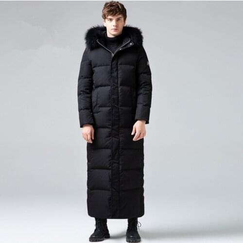 Winter Goose Down Jacket Men Long Coat Men Raccoon Fur Collar Plus Size Warm Mens Jackets Doudoune Homme 0008 KJ1334