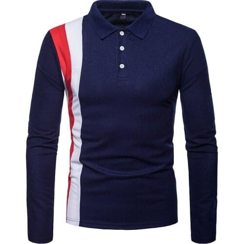 2018 High Quality Tops&Tees Mens Polo Shirts Business Fashion Autumn Slim Fit Style Long Sleeve Polo Shirt Men