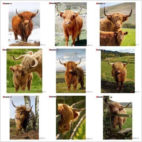 Kexinzu Full 5D Square Round Drill Diamond Painting Kit Cross Stitch Animal Cow 5D Mosaic Embroidery Handmade Home Decor Gift