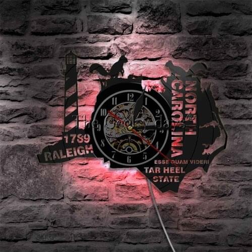 Raleigh Wall Light North Carolina Skyline Wall Lamp NC State Exclusive Hanging Lamp Luminous Wall Clock Night Light