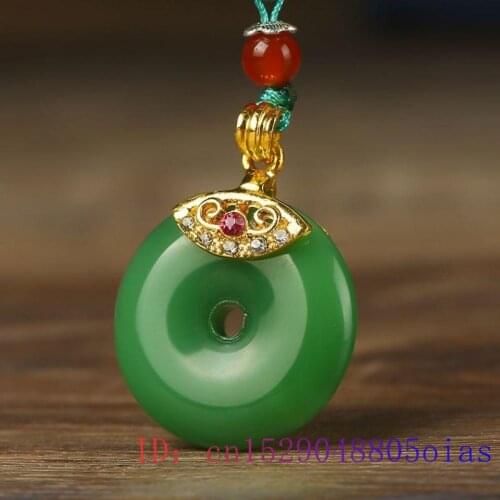 Jade Doughnut Pendant Gifts Amulet Chalcedony Fashion Zircon Necklace Natural Crystal Chinese Jewelry doughnut Women 925 Silver