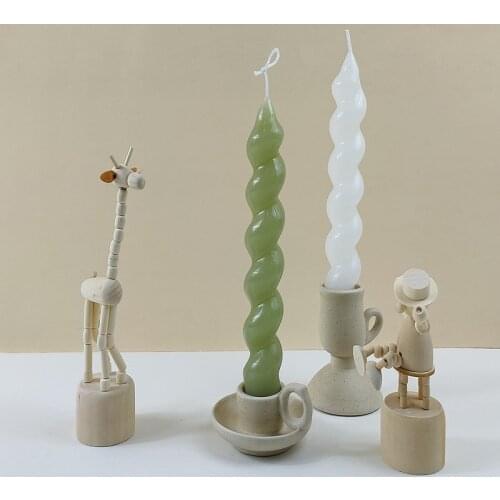 New Candlelight Dinner Candle Mold 3D Round Long Brush Holder Candle Mold DIY Handmade Candle Mold Church Candle Making Mold